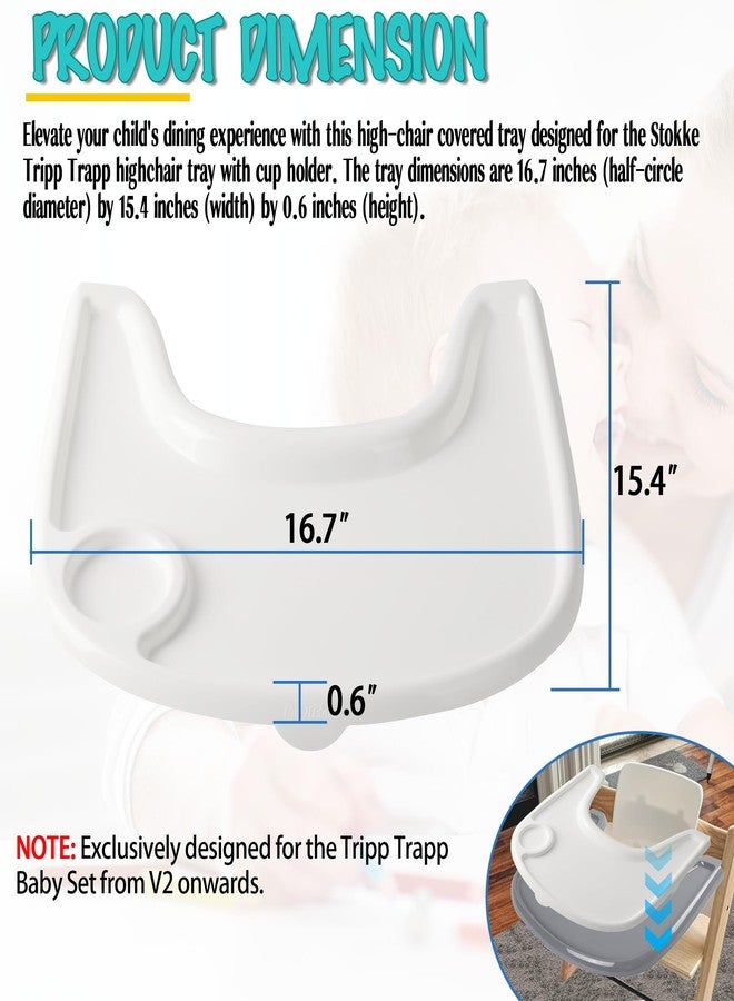 LuQiBabe High Chair Tray Cover Compatible with Stokke Tripp Trapp Chair with Cup Holder - Smooth Surface and Strong Suction - Made with Food-Safe Plastic (BPA BPS BPF Lead Phthalate Free) - White - Image 2